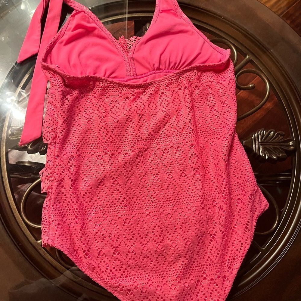 Justice Pink Ruffle One-Piece Swimsuit - Picture 2 of 3